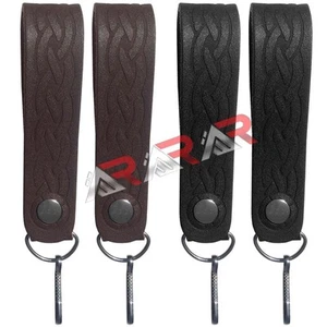 New AAR Pair of Leather Sporran Suspenders Celtic Embossed Design Heavy Hooks - Picture 1 of 8