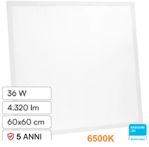 V-TAC Pannello LED Chip Samsung 36W 120LM/W da Incasso, Driver Integrato 6500K - Foto 1 di 10