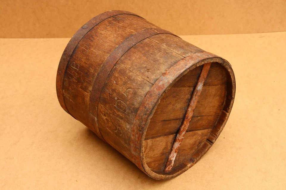 Old Antique Primitive Wooden Barrel Royal Bucket Basket Keg Dated Early 20th. - Image 1 of 4