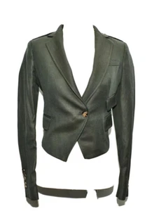  BOY BAND OF OUTSIDER CROPT LADIES JACKET WOOL & LINEN  XS UK 4 US 0 GREEN - Picture 1 of 8