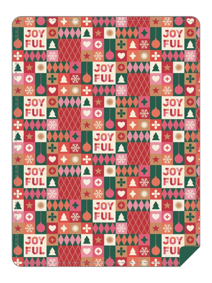 Plush Luxury Throw Blanket Super Soft Fuzzy Holiday Patchwork Themed Long Dou... - Image 1 of 1