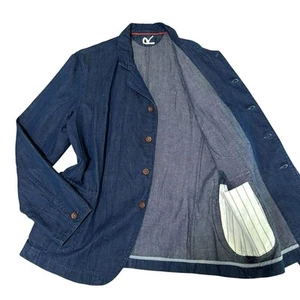 45rpm Tailored Denim Jacket Indigo Blue Size 4 Linen Blend Excellent Condition - Picture 1 of 13