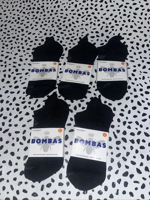 ¡NUEVO! 5 pares de calcetines tobilleros BOMBAS negros unisex talla grande, hombres 9 1/2-12, mujeres 12+ Foto 1 de 4