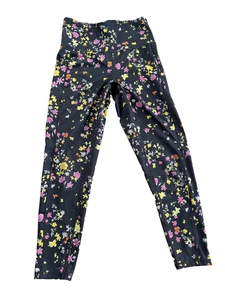 Ideology Leggings Womens Medium Black Floral High Rise Yoga Stretch Pockets - Picture 1 of 9