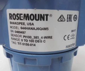Rosemount 644HANAJ6Q4M5 Temperature Transmitter Sensor Pt100_385_4-wire - Picture 1 of 7