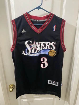 Camiseta deportiva vintage Philadelphia 76ers NBA Adidas Allen Iverson #3 para hombre de gran longitud+2 Foto 1 de 4