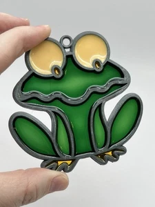 "Decoración kitsch estilo vitral Happy Frog Suncatcher vintage de 3""" - Imagen 1 de 2