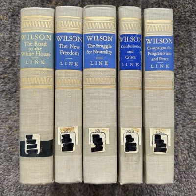 Woodrow Wilson Biography Arthur Link 5 Complete Vols Set WWI EX-Lib - Image 1 of 4