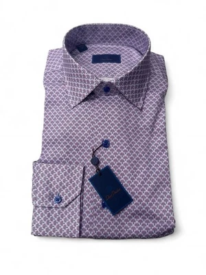 NWT David Donahue purple/blue printed button up sz M Cotton - Image 1 of 4