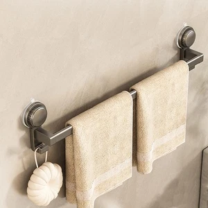 Suction Cup Towel Bar,16 Inches Bathroom Towel Holder with Hooks,Thicken Wate... - Picture 1 of 8