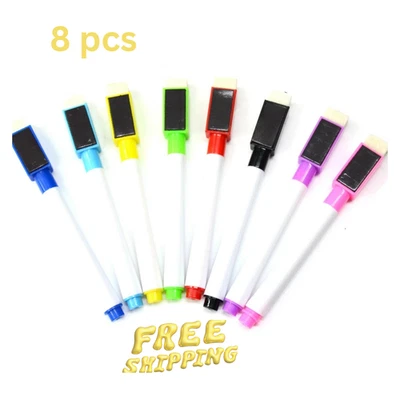 8 Colors Magnetic Whiteboard Marker Pens Pen Dry Eraser Easy to Wipe Whiteboard - Bild 1 von 4