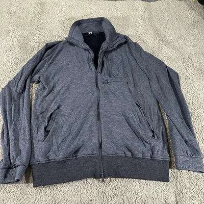 Y-3 Yohji Yamamoto Adidas Chaqueta Para Hombres Grande Gris Cremallera Completa Sudadera con Capucha Bolsillos con Cremallera Foto 1 de 4