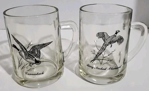 Clear glass 12oz mugs coffee Tea Cups Duck & Pheasant Game Bird Hunting - Picture 1 of 6