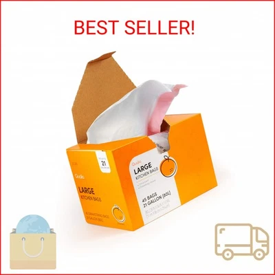 QUALIAZERO CITRUS SCENTED 21 Gal / 80 Liter | Drawstring Closure Trash Bag | Hea