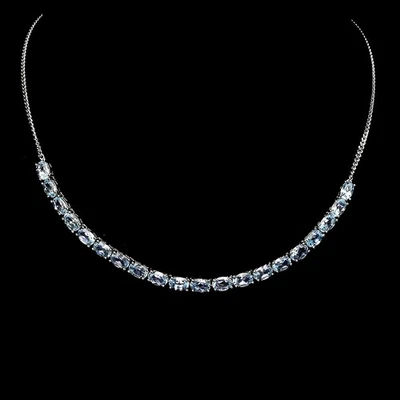 925 Argento Sterling Collana Ovale Topazio 6x4mm Naturale Gemma Gioielli 40.6cm - Immagine 1 di 4