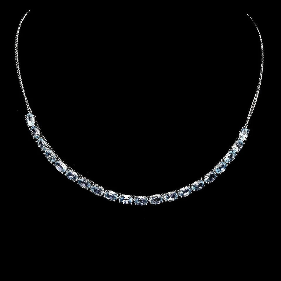 925 Argento Sterling Collana Ovale Topazio 6x4mm Naturale Gemma Gioielli 40.6cm - Immagine 1 di 4