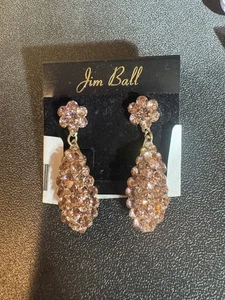 Jim Ball Prosecco Rosegold Silber Festzug Gala Ohrringe Neu mit Etikett 1 1/2 Zoll Angebot - Bild 1 von 1