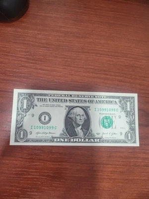 2021- $1. DOLLAR NOTE FANCY NUMBER I10991099C - Image 1 of 4