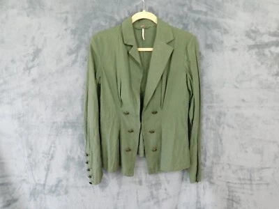 Chaqueta Free People Mujer XS Verde Militar Lino Blazer Carrera Oficina Foto 1 de 4