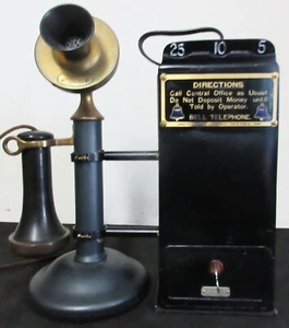 Kellogg  Candlestick ( Nickel ) with Gray Pay Station 3 - Picture 1 of 7