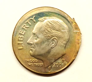 2001-d Off Center Roosevelt Dime Mint Error - Picture 1 of 2