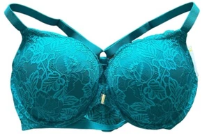 Auden Lace Demi Coverage Push-Up Racerback Bra size 36DD - Teal Blue/Green - NEW - Picture 1 of 6