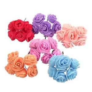 2x Bunches 4cm Small Foam Open Roses - Craft Buttonhole Small Mini Flowers - Foto 1 di 7
