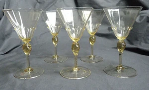 Vittorio Zecchin Murano Soffiato Wine Glasses Set Of Five MVM Cappellin Art Deco - Picture 1 of 9