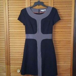 Boden Pall Mall Black and Grey Short Sleeve Sheath Dress Size 6