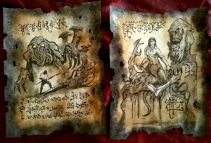 Saga of Ryabur NECRONOMICON PAGE FRAGMENTS DnD RPG Cthulhu larp prop - Picture 1 of 1