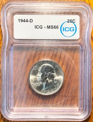 ICG Graded MS 66 1944-D United States Washington Quarter 25c - Image 1 of 4