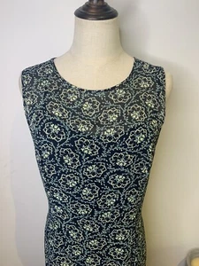 Vintage Y2K Equipment Sun Dress Blue Floral A Line Slip Sleeveless Size 10-12 - Picture 1 of 11