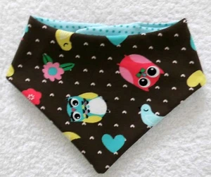 Pañuelo ♥ Pañuelo reversible ♥ Búhos Flores Corazones ♥ hecho a mano - Imagen 1 de 2
