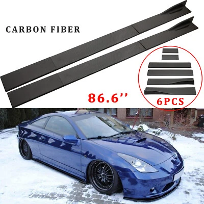 For Toyota Celica GT Carbon 86.6" Side Skirts Rocker Panel Extension Splitter - Изображение 1 из 4