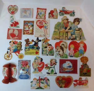 Antique Valentine Cards Vintage 1920-30s Signed Some Mechanical Lot of 25  - Picture 1 of 24
