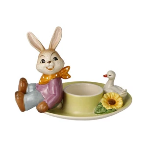 Goebel Windlicht " Ein Lächeln für Dich! " Neu Hase Blumen Teelicht Kerze Ostern - Bild 1 von 7