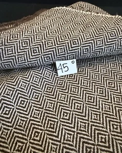 Vintage - 100% WOOL Fabric: BROWN & CREAM - CHEVRONS - NOS - 1.4 yards x 36” - Picture 1 of 4