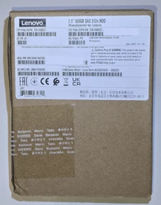 7XB7A00022 - Lenovo 600 GB 15 K 2,5" SAS 12 GB 512n Hot Swap 00YK011 - scatola al dettaglio - Foto 1 di 3