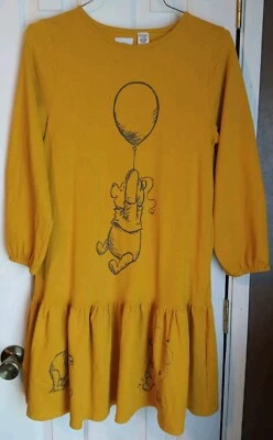 Disney Parks Winnie The Pooh Yellow Dress Drop Waist Long Sleeve Womens Small - Image 1 of 4