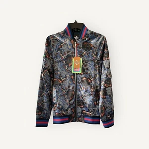 Houston White Satin Bomber Jacket Mens size XS Xsmall Floral Print Target New - Picture 1 of 6
