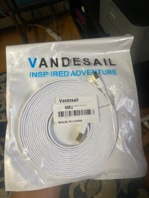 Vandesail CAT7 High Speed Cord 16ft White Flat - Image 1 of 3
