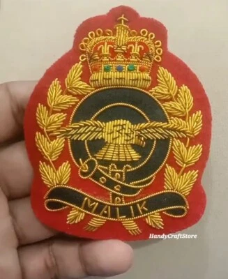 EAGLE CROWN CREST WITH NAME HANDMADE EMBROIDERED GOLDEN BULLION BLAZER BADGE NEW - Image 1 of 2