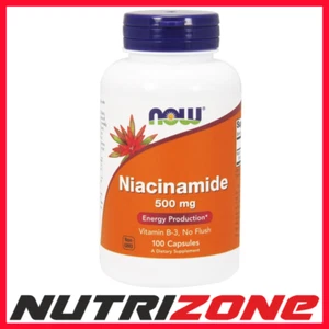 Now Foods Niacinamide 500mg Vitamin B3 Energy Production - 100 caps - Picture 1 of 16