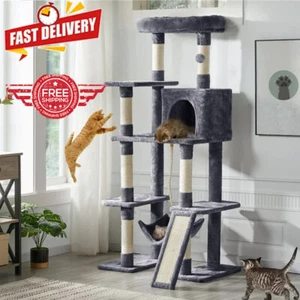 Playing House 63" H Cat Tree Tower w/Hammock & Scratching Posts Activity Center - Picture 1 of 11