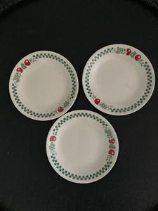 Corelle Farm Fresh 6 3/4" Bread And Butter Plate Green Check Red Apples Lot Of 3 - Picture 1 of 3