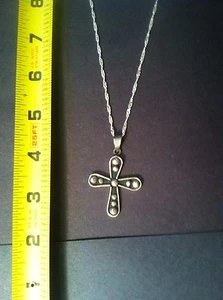 925 Sterling Silver Cross handmade Charm Pendant Necklace 24 inch Spiral - Imagen 1 de 10