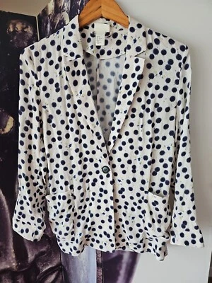 ANNA GLOVER H&M Polka Dot Insect Viscose 1 Button Front Jacket Size 2 US - Image 1 of 4