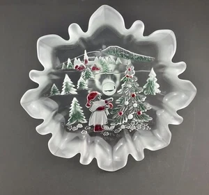 Mikasa Holiday Classic Volantes Grabado Vidrio Grabado Patas Bon Plato 9,5 pulgadas - Imagen 1 de 6