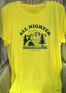 NWT LIFE IS GOOD WOMENS S/S CRUSHER-LITE TEE  CAMP LANDSCAP.E."ALL NIGHTER" (XL) - Picture 1 of 3