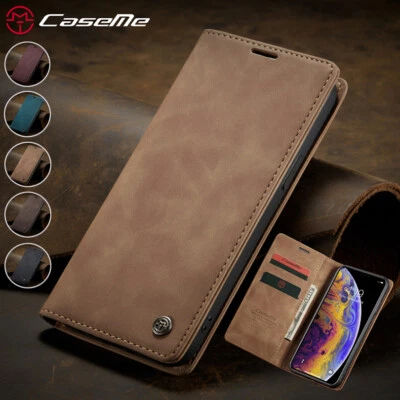 Magnetic Wallet Case Leather Flip Cover for iPhone 17/16/15/14/13/12/11 SE 8 Air - Image 1 of 4